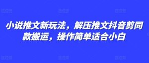 小说推文新玩法,解压推文抖音剪同款搬运,操作简单适合小白-虚拟资源库