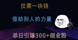 仅需一块钱,借助别人的力量,单日引爆300+创业粉、兼职粉【揭秘】-虚拟资源库
