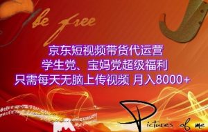 京东短视频带货代运营，学生党、宝妈党超级福利，只需每天无脑上传视频，月入8000+【仅揭秘】-虚拟资源库