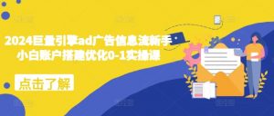 2024巨量引擎ad广告信息流新手小白账户搭建优化0-1实操课-虚拟资源库