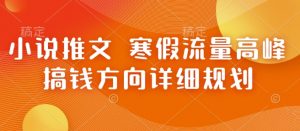 小说推文 寒假流量高峰 搞钱方向详细规划-虚拟资源库