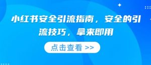 小红书安全引流指南，安全的引流技巧，拿来即用-虚拟资源库