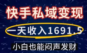 一天收入1691.5，快手私域变现，小白也能闷声发财-虚拟资源库