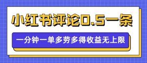 小红书留言评论，0.5元1条，一分钟一单，多劳多得，收益无上限-虚拟资源库