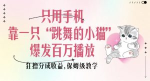 只用手机靠一只“跳舞的小猫”爆发百万播放，狂撸分成收益，保姆级教学-虚拟资源库