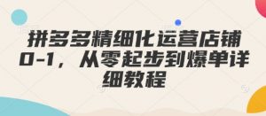 拼多多精细化运营店铺0-1，从零起步到爆单详细教程-虚拟资源库