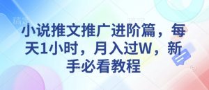 小说推文推广进阶篇,每天1小时,月入过W,新手必看教程-虚拟资源库