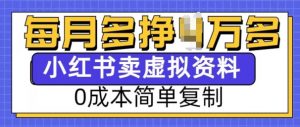 小红书虚拟资料项目，0成本简单复制，每个月多挣1W【揭秘】-虚拟资源库