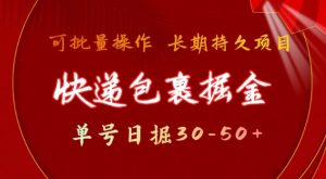 快递包裹撸金 单号日撸30-50+ 可批量 长久稳定收益【揭秘】-虚拟资源库
