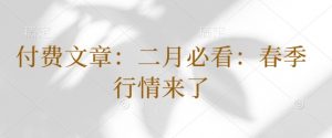 付费文章：二月必看：春季行情来了-虚拟资源库