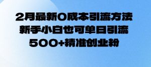 2月最新0成本引流方法,新手小白也可单日引流500+精准创业粉-虚拟资源库