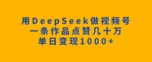 用DeepSeek做视频号，一条作品点赞几十万，单日变现1k-虚拟资源库