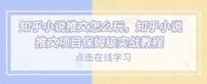 知乎小说推文怎么玩，知乎小说推文项目保姆级实战教程-虚拟资源库