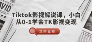 TikTok影视解说课，小白从0-1学会TK影视变现-虚拟资源库