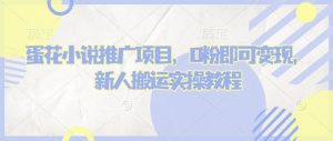 蛋花小说推文项目,0粉即可变现,新人搬运实操教程-虚拟资源库