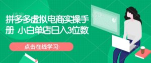 拼多多虚拟电商实操手册 小白单店日入3位数-虚拟资源库