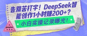 告别苦打字！DeepSeek智能创作1小时入2张？小白实操记录曝光-虚拟资源库