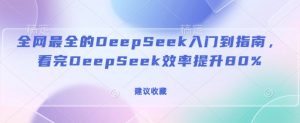 全网最全的DeepSeek入门到指南,看完DeepSeek效率提升80%(建议收藏)-虚拟资源库