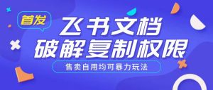 首发飞书文档破解复制权限,售卖自用均可暴力玩法-虚拟资源库
