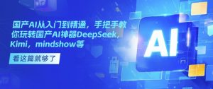 国产AI从入门到精通，手把手教你玩转国产AI神器DeepSeek，Kimi，mindshow等-虚拟资源库
