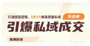 引爆私域成交力系统课，打通底层逻辑，5步3力做高质量私域-虚拟资源库