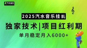 2025汽水音乐挂JI，独家技术，项目红利期，稳定月入5k【揭秘】-虚拟资源库