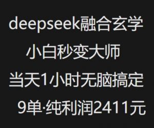 抖音小红书deepseek融合玄学，纯小白秒变大师，当天1小时无脑搞定9单，纯利润上千-虚拟资源库