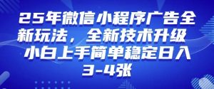 2025年微信小程序最新玩法纯小白易上手，稳定日入多张，技术全新升级【揭秘】-虚拟资源库