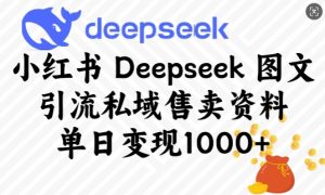 小红书Deepseek图文引流私域售卖资料，单日变现多张-虚拟资源库