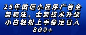 2025年微信小程序全新玩法纯小白易上手，稳定日入多张，技术全新升级，全网首发【揭秘】-虚拟资源库