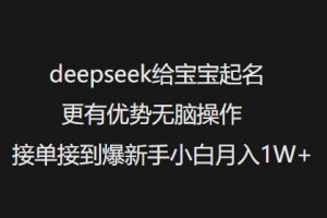 deepseek给宝宝起名更有优势无脑操作接单接到爆新手小白月入1W+-虚拟资源库