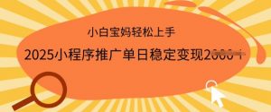 2025小程序推广单日稳定变现多张,一部手机即可操作,小白宝妈轻松上手【揭秘】-虚拟资源库