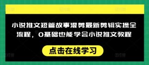 小说推文短篇故事混剪最新剪辑实操全流程,0基础也能学会小说推文教程,肯干多发日入多张-虚拟资源库