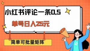 小红书评论一条0.5元 单账号一天可得25元 可矩阵操作 简单无脑靠谱【揭秘】-虚拟资源库