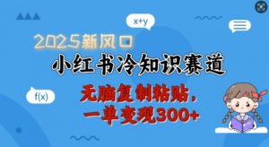 2025新风口，小红书冷知识赛道，无脑复制粘贴，一单变现300+-虚拟资源库