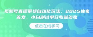视频号直播带货自动化玩法，2025独家首发，小白测试单日收益多张【揭秘】-虚拟资源库
