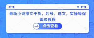 最新小说推文干货,起号,选文,实操等保姆级教程-虚拟资源库