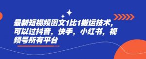 最新短视频图文1比1搬运技术，可以过抖音，快手，小红书，视频号所有平台-虚拟资源库
