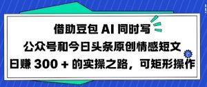 借助豆包AI同时写公众号和今日头条原创情感短文日入3张的实操之路，可矩形操作-虚拟资源库