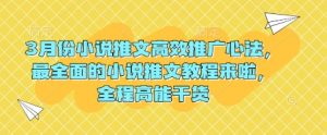 3月份小说推文高效推广心法,最全面的小说推文教程来啦,全程高能干货-虚拟资源库
