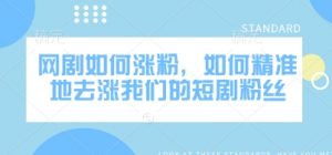 网剧如何涨粉,如何精准地去涨我们的短剧粉丝-虚拟资源库
