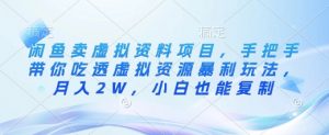 闲鱼卖虚拟资料项目,手把手带你吃透虚拟资源暴利玩法,月入2W,小白也能复制-虚拟资源库