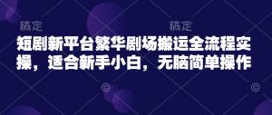 短剧新平台繁华剧场搬运全流程实操，适合新手小白，无脑简单操作-虚拟资源库