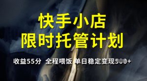 快手小店限时托管计划,收益55分,全程喂饭,单日稳定变现5张【揭秘】-虚拟资源库