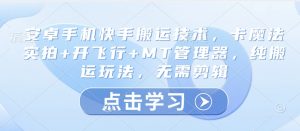 安卓手机快手搬运技术,卡魔法实拍+开飞行+MT管理器,纯搬运玩法,无需剪辑-虚拟资源库