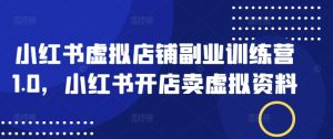 小红书虚拟店铺副业训练营1.0,小红书开店卖虚拟资料-虚拟资源库
