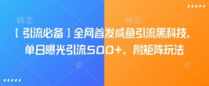 【引流必备】全网首发咸鱼引流黑科技,单日曝光引流500+,附矩阵玩法【揭秘】-虚拟资源库