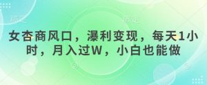 女杏商风口，瀑利变现，每天1小时，月入过W，小白也能做-虚拟资源库