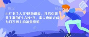 小红书个人IP陪跑课程,开启你职业生涯的PLAN-B,素人也能火成为百万博主的流量密码-虚拟资源库