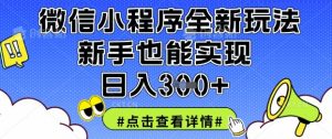 微信小程序全新玩法，新手也能实现日入3张【揭秘】-虚拟资源库